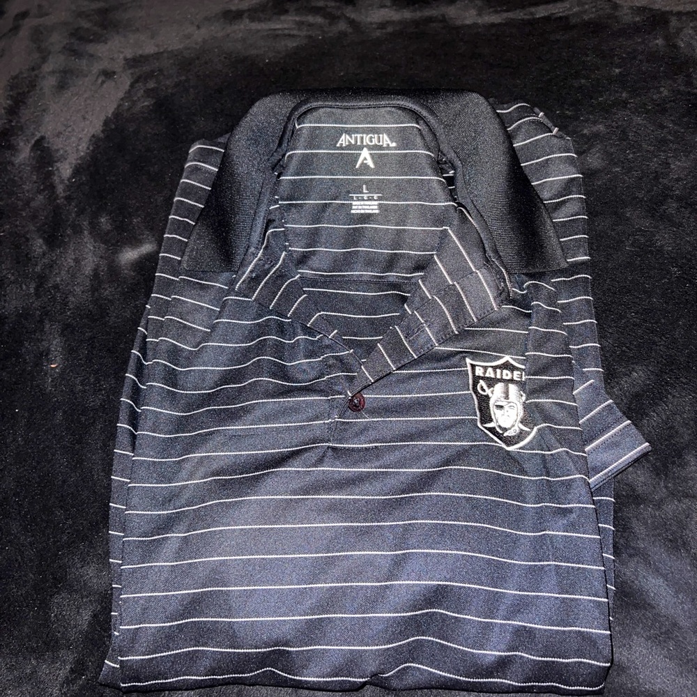 Las Vegas Raiders Striped polo L size